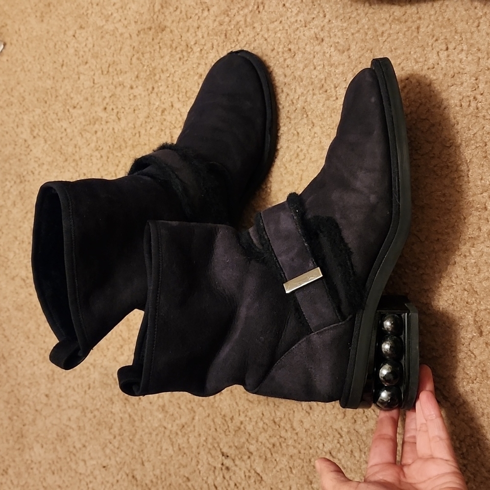 Nicholas Kirkwood Black Ankle Boots with Silver Accents